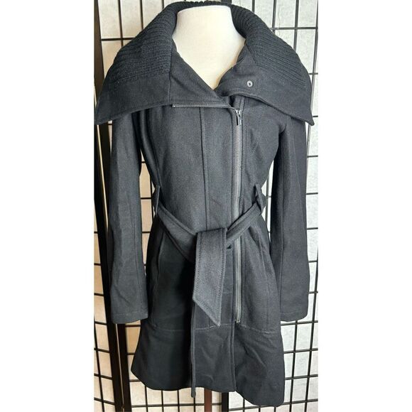 Express Black Side Zip WoolBland Trench Coat - Picture 2 of 11